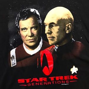 1994 Star Trek Generations Capt Kirk Picard TShirt